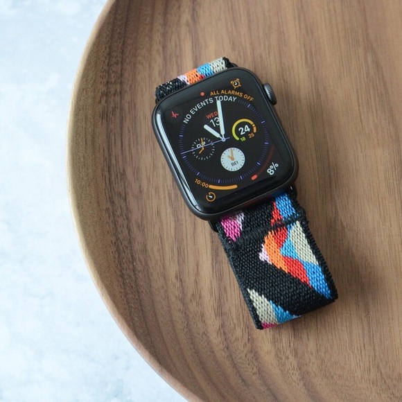 Fitbit Versa 2 Versa Lite Soft Nylon Fabric Multicolor Chevron Embroidered Band - Picture 7 of 10